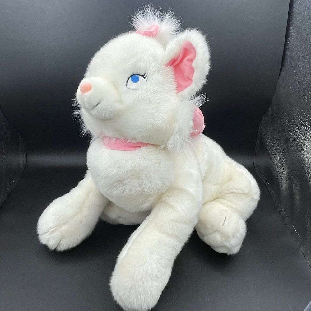 Disney Store Marie Aristocats Large White Kitten Plush Stuffed Animal Bow 20"